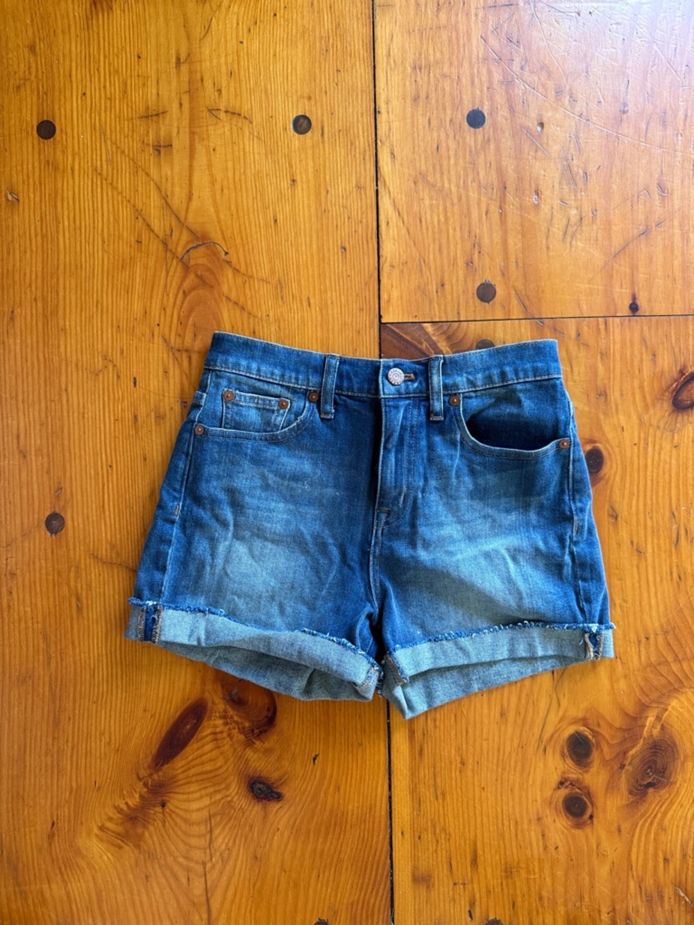 Madewell Blue Denim Roll-Cuff Jean Shorts